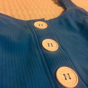 Solid & striped ribbed blue suit